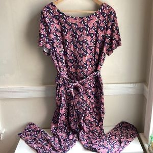 Boden Tia Jersey Scoop-Back Jumpsuit 14T Cheetah Bloom